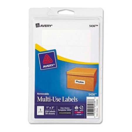 Avery Avery Print or Write Removable Multi-Use Labels, 1 x 3, White, 250/Pack 5436
